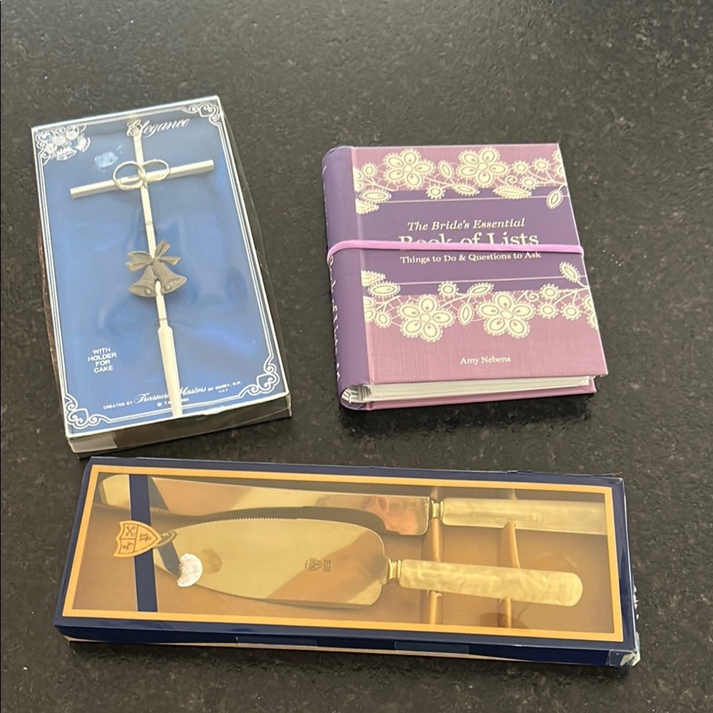 Bridal accessories planner cakeknife cake holder cross with rings vintage vibe